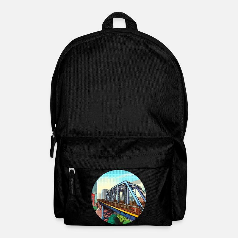 Comic Brücke in Stadt - Rucksack - Schwarz