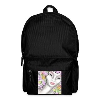 Kunstvolle Frauenportrait mit Pastellfarben - Rucksack - Schwarz - Vorne