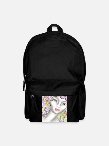 Kunstvolle Frauenportrait mit Pastellfarben - Rucksack - Schwarz
