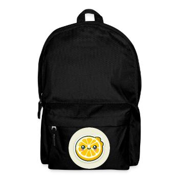 Yellow lemon slice with face - Backpack - black - Front