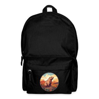 Und täglich grüßt das Murmeltier bunte Aquarell-Karikatur Kawaii Haustier - Rucksack - Schwarz - Vorne