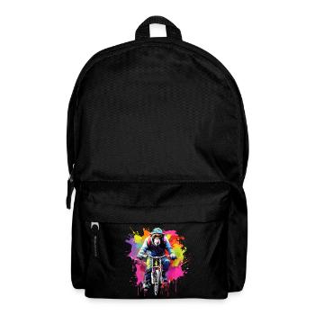 Affe mit Mountainbike Fahrrad Schimpanse Affen - Rucksack - Schwarz - Vorne