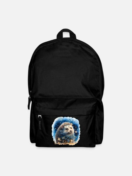 Watercolor hedgehog with starry sky - Backpack - black