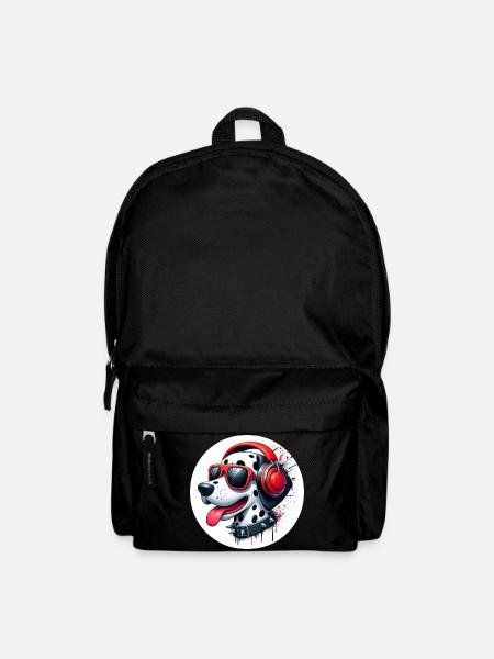 Dalmatian Dog Patches Black White Headphones - Backpack - black