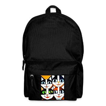 Funny geometric cat face with big eyes - Backpack - black - Front