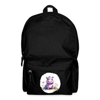 Aquarell Nilpferd - Rucksack - Schwarz - Vorne