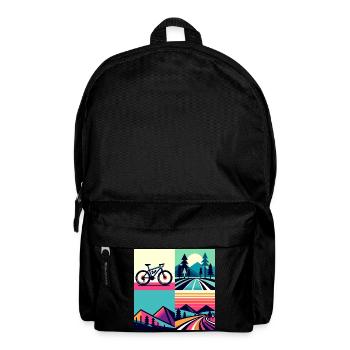 Retro Pop Cycle & Mountain Sunset - Rucksack - Schwarz - Vorne