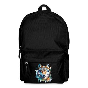 Watercolor Wolf Portrait - Backpack - black - Front