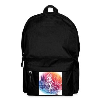 Amsterdam à vélo - Belle fille sur un vélo. - Sac à dos - noir - Devant