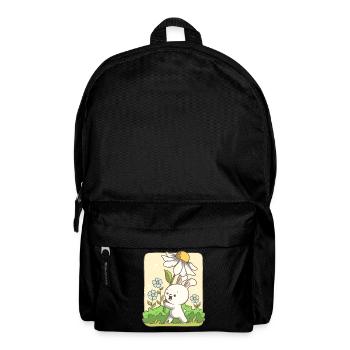 Cute bunny carrying a flower - Backpack - black - Front