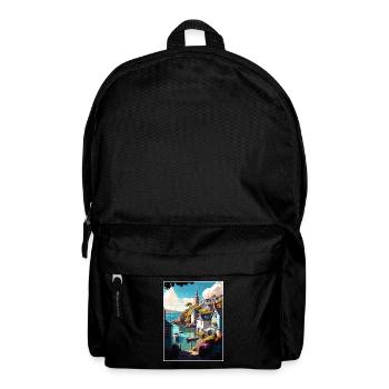 Fowey England Vintage Reiseposter WPA Souvenir - Rucksack - Schwarz - Vorne