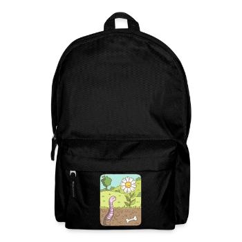 Regenwurm schaut zur Blume - Rucksack - Schwarz - Vorne
