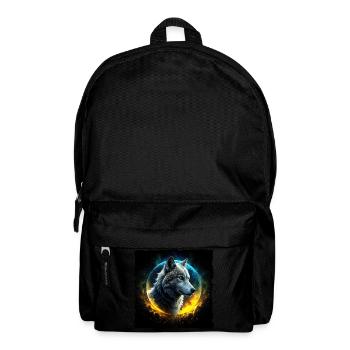 Wolf vor leuchtendem Mond - Rucksack - Schwarz - Vorne