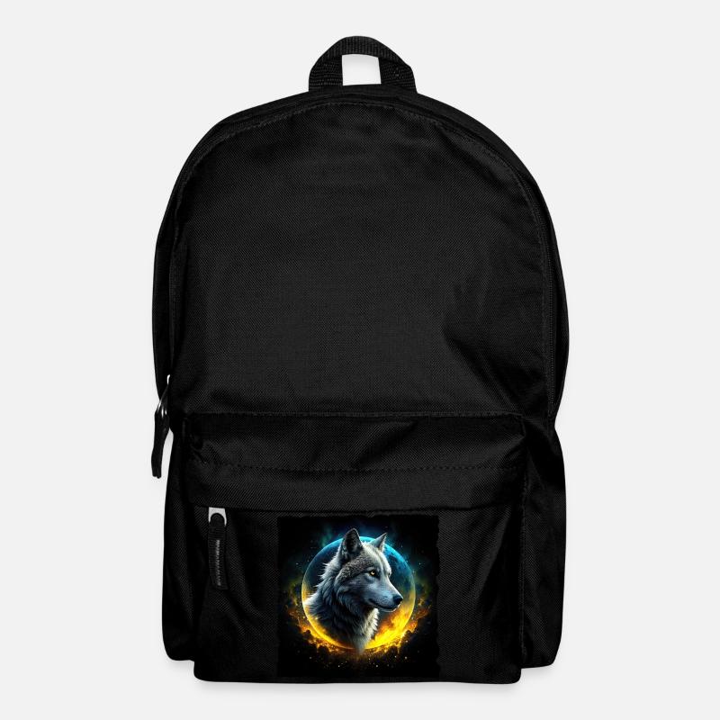 Wolf in front of a shining moon - Backpack - black