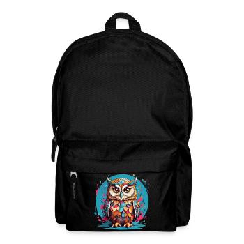Liebenswerte Eule auf Farbklecksen - Rucksack - Schwarz - Vorne