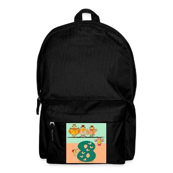 Zahl Acht - Hühner - Rucksack - Schwarz - Vorne