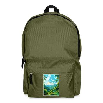 Amazone Regenwald Vintage Reiseposter Souvenir - Rucksack - Olivgrün - Vorne