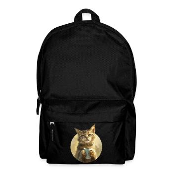Illustration of Cat with his cup of coffee - Backpack - black - Front