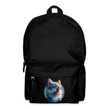 Illustration de Loup avec lunettes - Sac à dos - noir - Devant