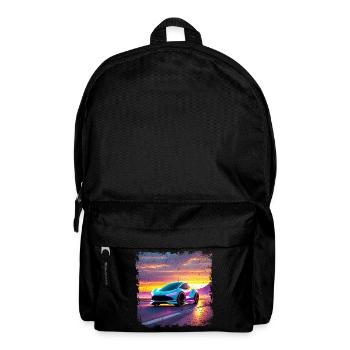 futuristic car in sunset colors - Backpack - black - Front