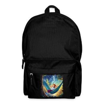 Mädchen auf Hängematte, chillen, mit Blitzen - Rucksack - Schwarz - Vorne