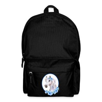 Cheval Blanc Romantique - Roses Bleu Clair - Sac à dos - noir - Devant