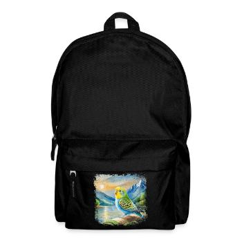 junger Wellensittich im Kinderbuchstil, Aquarell - Rucksack - Schwarz - Vorne