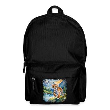 Mignon jeune tigre | Style de livre pour enfants - Sac à dos - noir - Devant