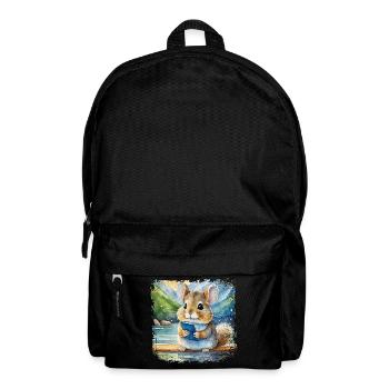 Mignon jeune chinchilla à l’aide d’un téléphone portable - Sac à dos - noir - Devant