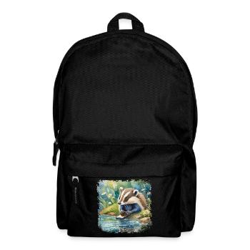 Niedlicher junger Dachs mit Handy, Kinderbuchstil - Rucksack - Schwarz - Vorne