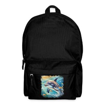 Mignon jeune dauphin dans le style d’un livre pour enfants - Sac à dos - noir - Devant