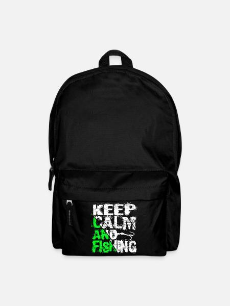 Keep Calm And Fishing Angler Fischer Sprüche - Rucksack - Schwarz