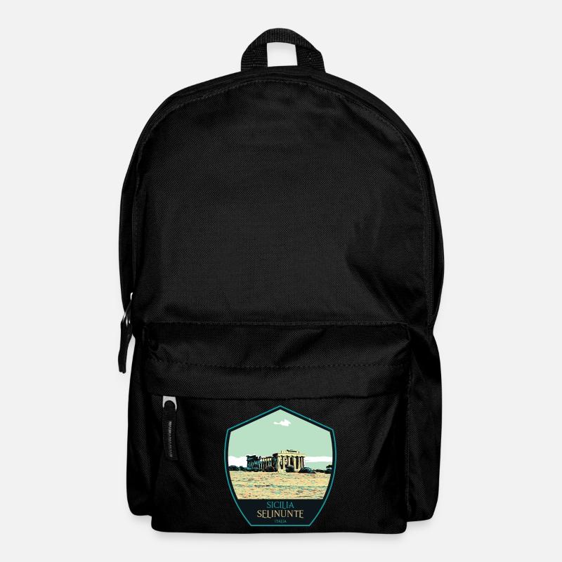 Illustration Greek Temple in Selinunte, Sicily - Backpack - black