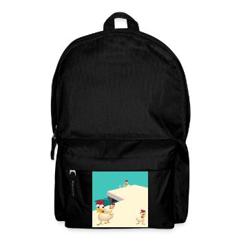 HÜHNER SCHWIMMEN AM SEE - Rucksack - Schwarz - Vorne