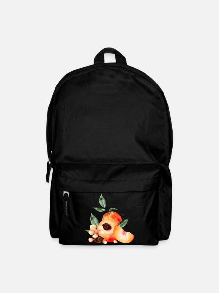 Pfirsichhälfte,Pfirsiche,Pfirsich,-blüten und keil - Rucksack - Schwarz