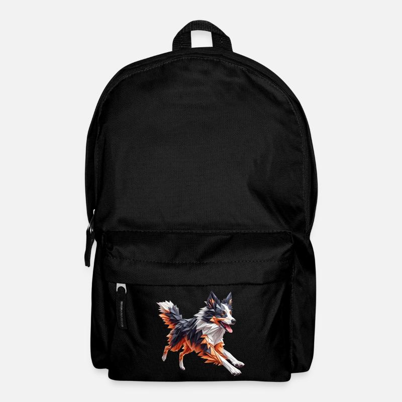 chien border collie origami géométrique 3d - Sac à dos - noir