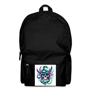 Aquarell Totenkopf und Schlange - Rucksack - Schwarz - Vorne