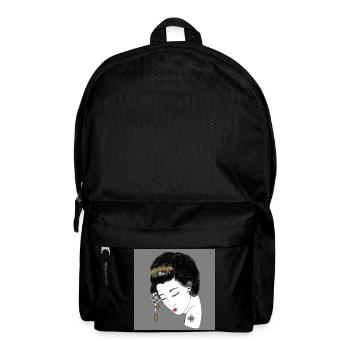 Goldene Blüten Kopfportrait - Rucksack - Schwarz - Vorne
