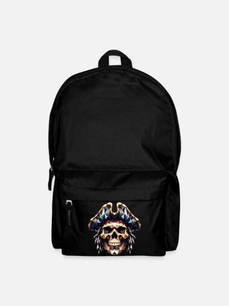 A cool, colorful skull with a pirate hat - Backpack - black