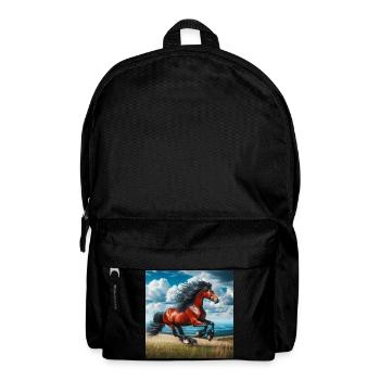 Galoppierendes Pferd - Rucksack - Schwarz - Vorne