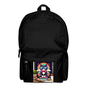 Studious cat with glasses - Backpack - black - Front