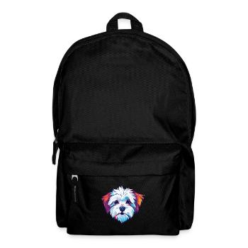 Malteser Hund Rasse Aquarell Karikatur Kawaii Colorf - Rucksack - Schwarz - Vorne