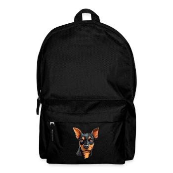 Miniature Pinscher Dog Breed Watercolor Cartoon Ka - Backpack - black - Front