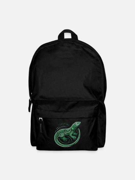 Eidechsen-Grüntöne, Aborigine-Motive, Tribal - Rucksack - Schwarz