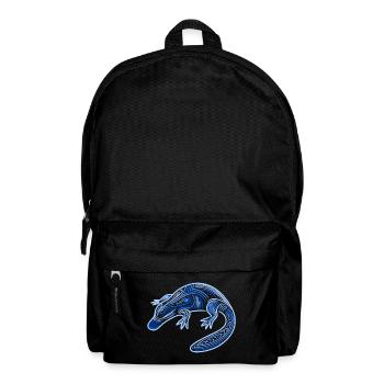 platypus, aboriginal motifs, tribal blue, - Backpack - black - Front