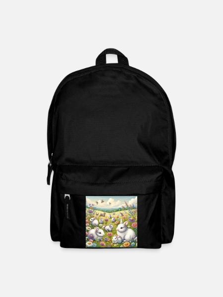 Kaninchen in einem Blumenfeld - Rucksack - Schwarz