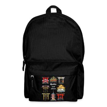 Kyoto in Japan, Shrines, Temples, Castle Drawing - Backpack - black - Front