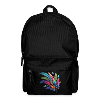 Colorful feathers. Vivid and detailed - Backpack - black - Front