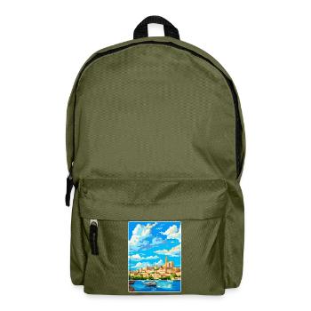 San Antonio Spanien Vintage Reiseplakat Souvenir - Rucksack - Olivgrün - Vorne