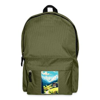 Klosters Serneus Schweiz Vintage Reiseposter - Rucksack - Olivgrün - Vorne